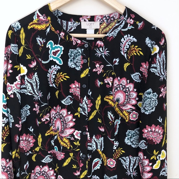 Ann Taylor Loft Floral Long Sleeve Dress 14P - Picture 4 of 6